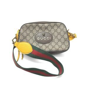 GUCCI Neo Vintage GG Supreme Messenger Bag Web Stripe Yellow Trim